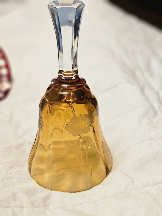 Other - Amber Crystal Hand Bell with Clear Stem